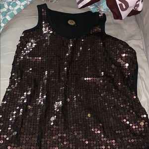 Double D Ranch Brown Sequin Tank Top